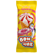 Мороженое с ароматом пончика и Клубничным топпингом в вафельном рожке Королевское ГОСТ, 100г